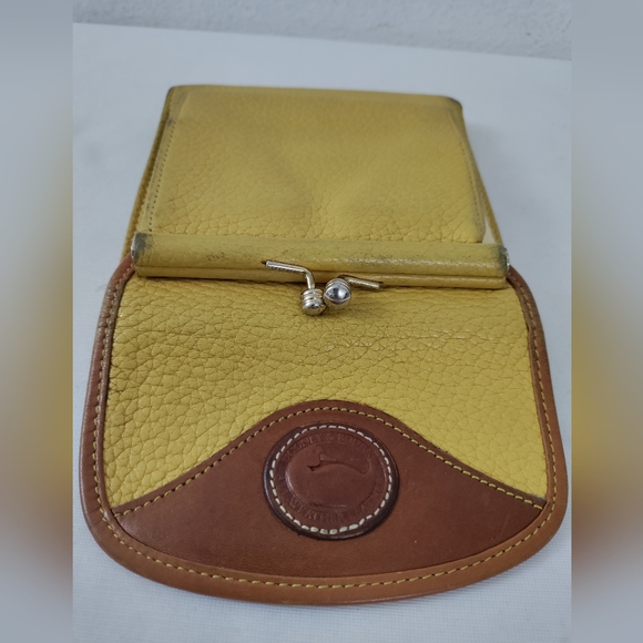 Dooney & Bourke Vintage AWL Mustard & British Tan Trifold Wallet - Picture 13 of 15